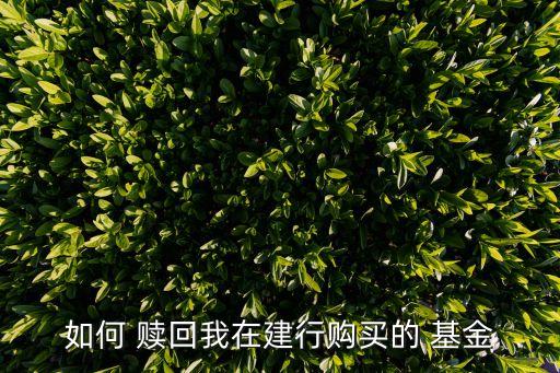 如何 贖回我在建行購(gòu)買(mǎi)的 基金