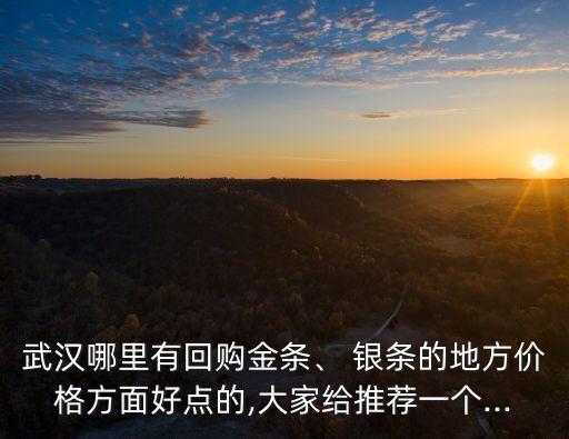武漢哪里有回購金條、 銀條的地方價格方面好點的,大家給推薦一個...