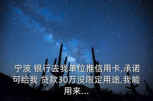  寧波 銀行去我單位推信用卡,承諾可給我 貸款30萬(wàn)沒(méi)限定用途,我能用來(lái)...