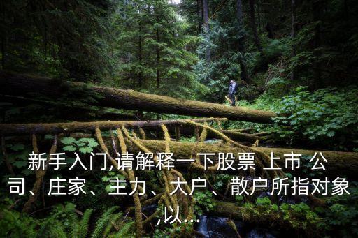 新手入門,請解釋一下股票 上市 公司、莊家、主力、大戶、散戶所指對象,以...