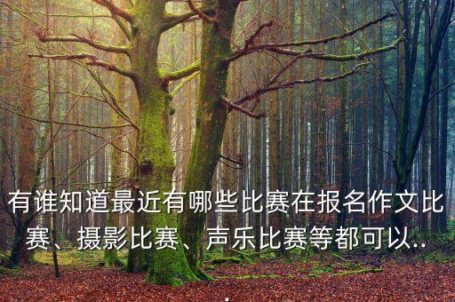 有誰知道最近有哪些比賽在報名作文比賽、攝影比賽、聲樂比賽等都可以...