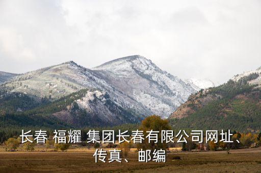 長(zhǎng)春 福耀 集團(tuán)長(zhǎng)春有限公司網(wǎng)址、傳真、郵編