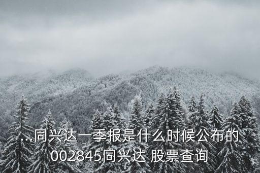 ...同興達(dá)一季報是什么時候公布的002845同興達(dá) 股票查詢