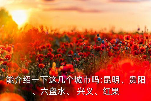 能介紹一下這幾個(gè)城市嗎:昆明、貴陽(yáng)、六盤水、 興義、紅果