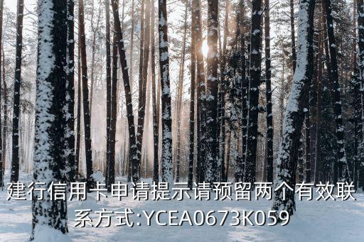 建行信用卡申請?zhí)崾菊堫A留兩個有效聯(lián)系方式:YCEA0673K059