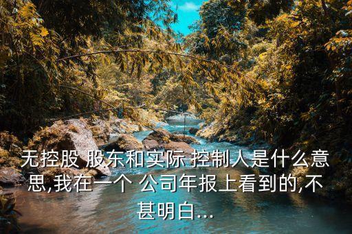 無(wú)控股 股東和實(shí)際 控制人是什么意思,我在一個(gè) 公司年報(bào)上看到的,不甚明白...