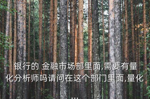  銀行的 金融市場(chǎng)部里面,需要有量化分析師嗎請(qǐng)問在這個(gè)部門里面,量化...