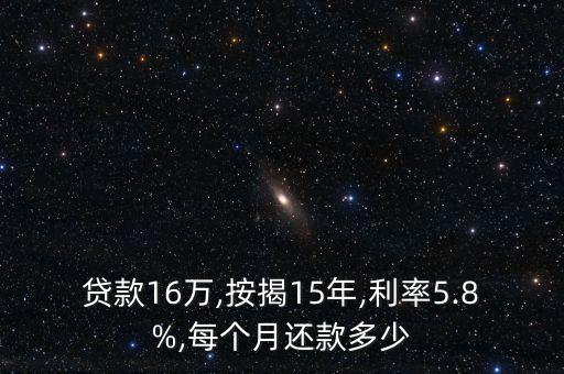 貸款16萬(wàn),按揭15年,利率5.8%,每個(gè)月還款多少