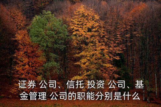  證券 公司、信托 投資 公司、基金管理 公司的職能分別是什么