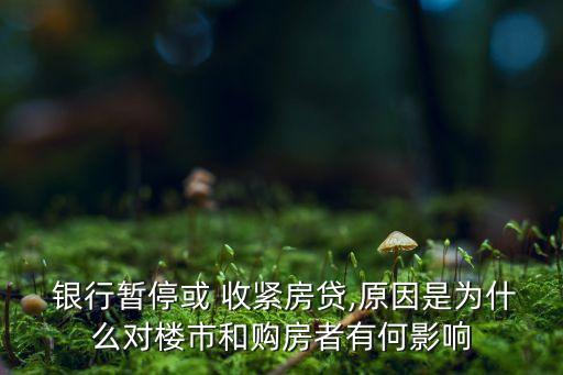  銀行暫?；?收緊房貸,原因是為什么對樓市和購房者有何影響