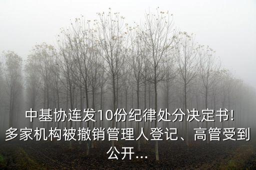  中基協(xié)連發(fā)10份紀(jì)律處分決定書(shū)!多家機(jī)構(gòu)被撤銷(xiāo)管理人登記、高管受到公開(kāi)...