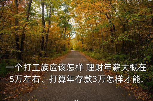 一個(gè)打工族應(yīng)該怎樣 理財(cái)年薪大概在5萬(wàn)左右、打算年存款3萬(wàn)怎樣才能...