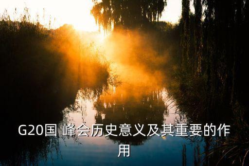G20國 峰會(huì)歷史意義及其重要的作用