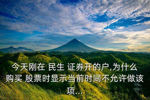今天剛在 民生 證券開的戶,為什么購(gòu)買 股票時(shí)顯示當(dāng)前時(shí)間不允許做該項(xiàng)...