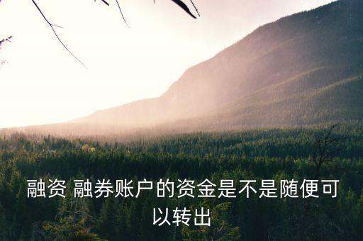  融資 融券賬戶的資金是不是隨便可以轉出