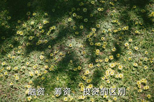 融資、籌資、 投資的區(qū)別