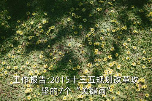 工作報告:2015十三五規(guī)劃改革攻堅的7個“關鍵詞”