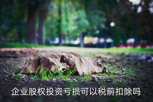 企業(yè)股權投資虧損可以稅前扣除嗎