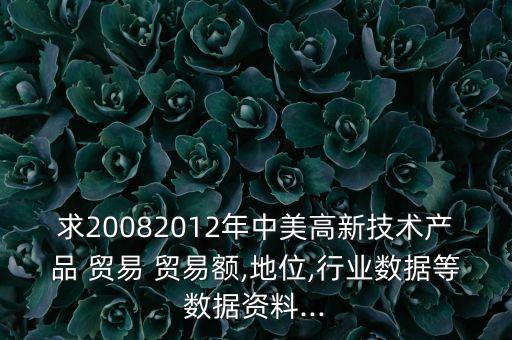 求20082012年中美高新技術產(chǎn)品 貿易 貿易額,地位,行業(yè)數(shù)據(jù)等數(shù)據(jù)資料...