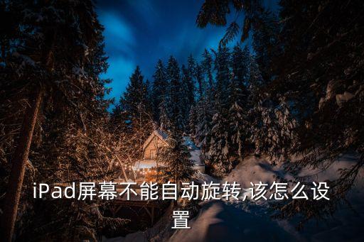 iPad屏幕不能自動旋轉(zhuǎn),該怎么設置