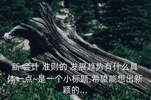 新 會計 準(zhǔn)則的 發(fā)展趨勢有什么具體一點(diǎn)~是一個小標(biāo)題,希望能想出新穎的...