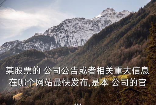 某股票的 公司公告或者相關重大信息在哪個網(wǎng)站最快發(fā)布,是本 公司的官...