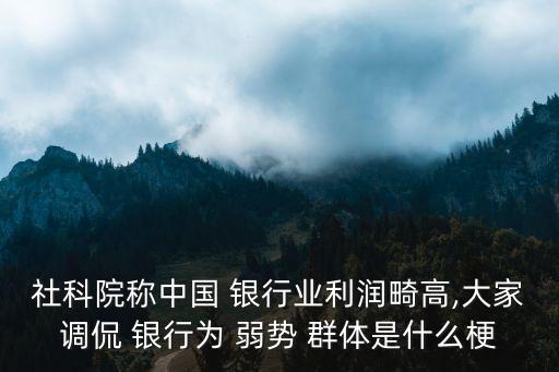 社科院稱中國 銀行業(yè)利潤畸高,大家調(diào)侃 銀行為 弱勢(shì) 群體是什么梗