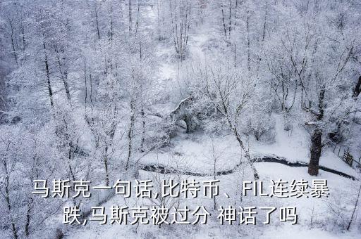 馬斯克一句話,比特幣、FIL連續(xù)暴跌,馬斯克被過(guò)分 神話了嗎