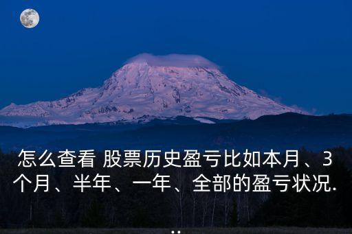 怎么查看 股票歷史盈虧比如本月、3個月、半年、一年、全部的盈虧狀況...