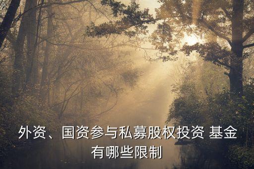  外資、國資參與私募股權投資 基金有哪些限制