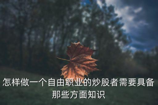 怎樣做一個(gè)自由職業(yè)的炒股者需要具備那些方面知識