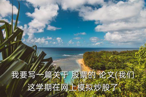 我要寫一篇關于 股票的 論文(我們這學期在網(wǎng)上模擬炒股了