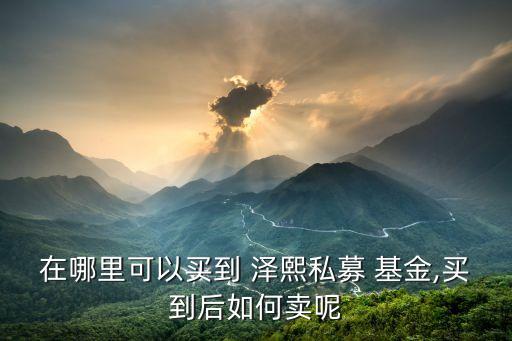在哪里可以買(mǎi)到 澤熙私募 基金,買(mǎi)到后如何賣呢