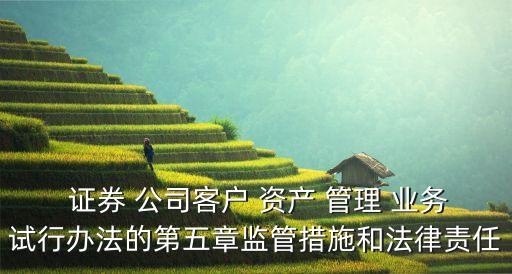  證券 公司客戶(hù) 資產(chǎn) 管理 業(yè)務(wù)試行辦法的第五章監(jiān)管措施和法律責(zé)任