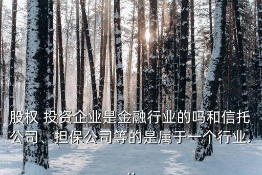 股權(quán) 投資企業(yè)是金融行業(yè)的嗎和信托公司、擔(dān)保公司等的是屬于一個行業(yè)...