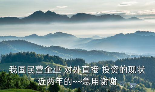 我國民營企業(yè) 對(duì)外直接 投資的現(xiàn)狀近兩年的~~急用謝謝