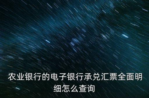  農(nóng)業(yè)銀行的電子銀行承兌匯票全面明細(xì)怎么查詢(xún)