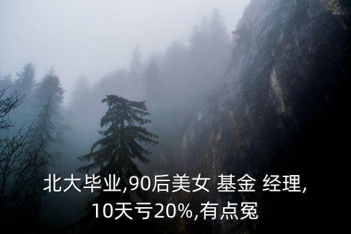 北大畢業(yè),90后美女 基金 經理,10天虧20%,有點冤