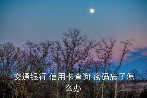  交通銀行 信用卡查詢(xún) 密碼忘了怎么辦