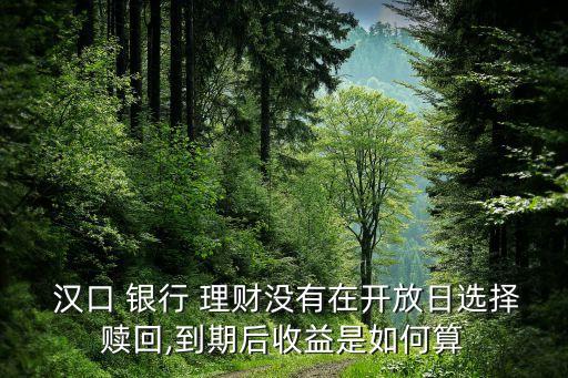 漢口銀行7天理財(cái)什么時(shí)候買(mǎi),銀行理財(cái)?shù)狡诤笫裁磿r(shí)候到賬