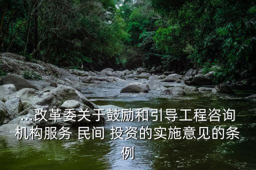 ...改革委關(guān)于鼓勵和引導(dǎo)工程咨詢機(jī)構(gòu)服務(wù) 民間 投資的實施意見的條例