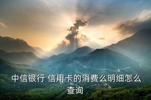  中信銀行 信用卡的消費么明細怎么查詢