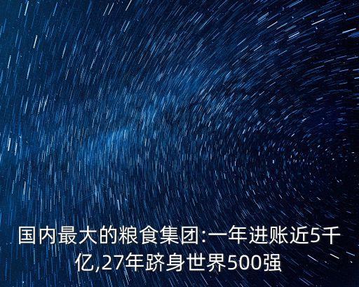 國內最大的糧食集團:一年進賬近5千億,27年躋身世界500強