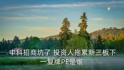  中科招商坑了 投資人拖累新三板下一復牌PE是誰