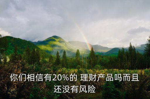 你們相信有20%的 理財(cái)產(chǎn)品嗎而且還沒(méi)有風(fēng)險(xiǎn)