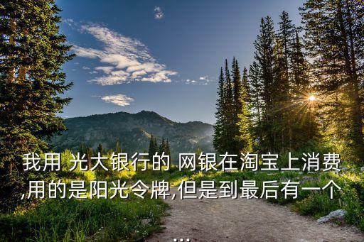 我用 光大銀行的 網(wǎng)銀在淘寶上消費(fèi),用的是陽光令牌,但是到最后有一個(gè)...