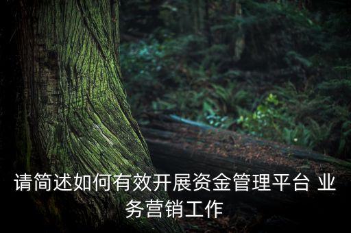 請(qǐng)簡(jiǎn)述如何有效開(kāi)展資金管理平臺(tái) 業(yè)務(wù)營(yíng)銷(xiāo)工作