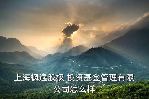  上海楓逸股權 投資基金管理有限 公司怎么樣