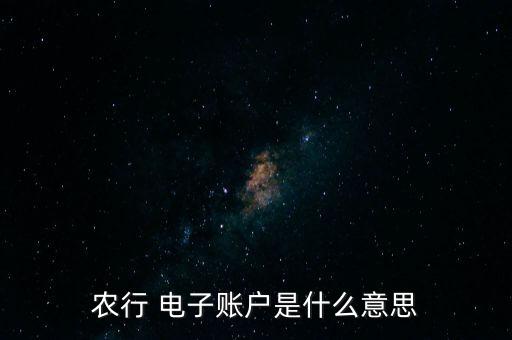 農(nóng)行 電子賬戶(hù)是什么意思
