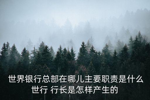  世界銀行總部在哪兒主要職責是什么世行 行長是怎樣產(chǎn)生的